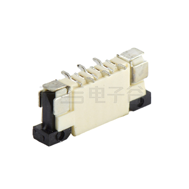 FPC 1.0Pitch-H5.5立贴抽屉式 正脚位 6pin 本色 镀亮锡